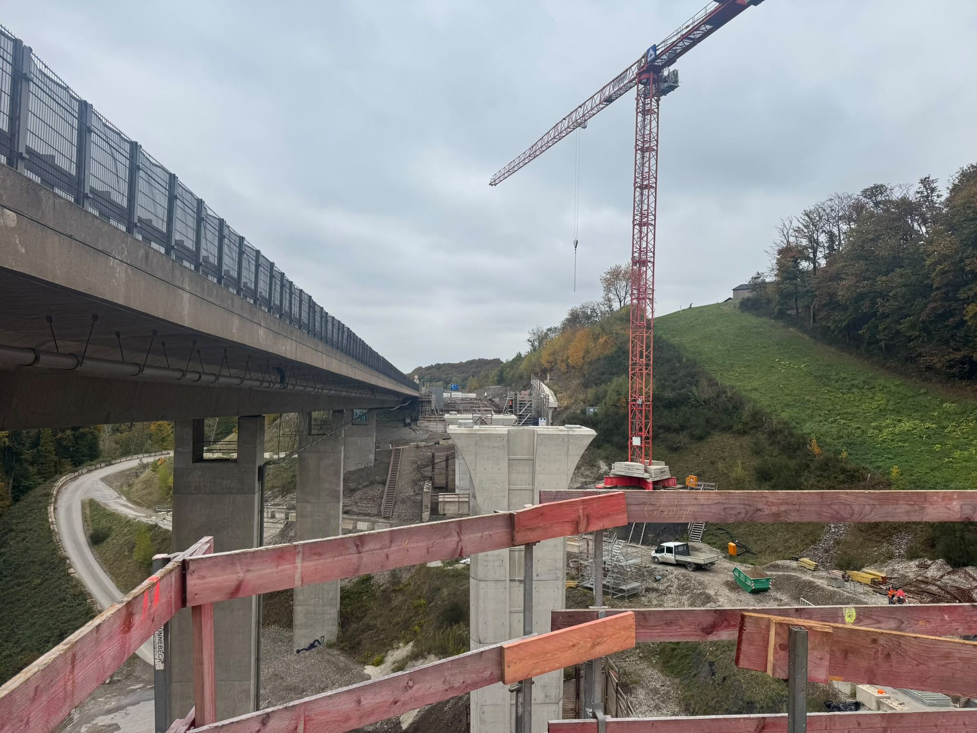 Brückenbaustelle Kattenohl bei Hagen mit Pfeiler im Bau